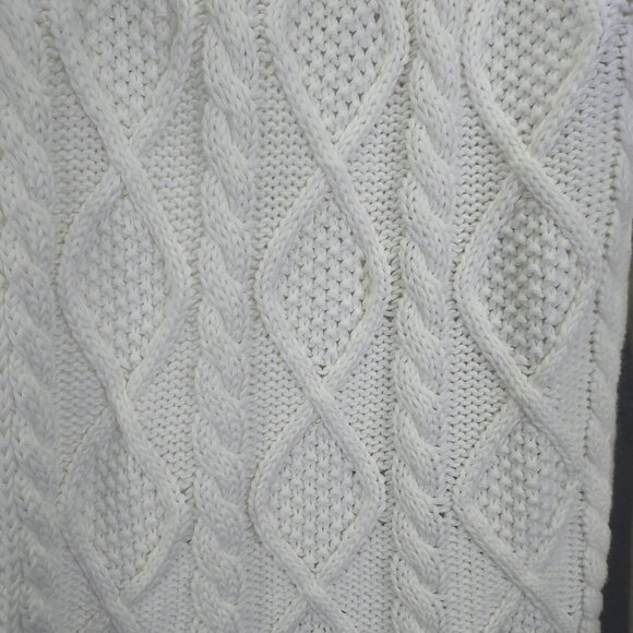 CAbi Cardigan Women Large White Cable Knit Open Shawl Collar Cotton Sweater #193 - Picture 5 of 12